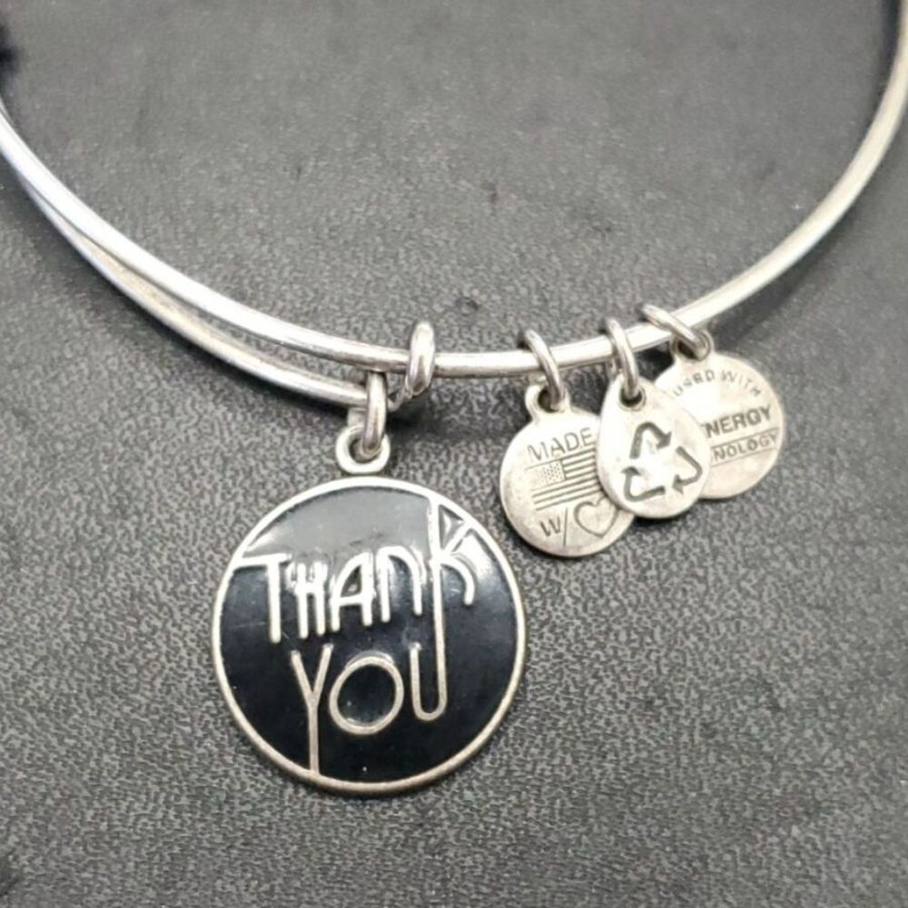 Alex and Ani silver tone thank you bracelet 7.5"